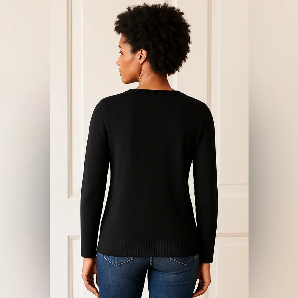 Black Crochet Medallion Cardigan – Chic Layering Sweater Novelty NWT M #699